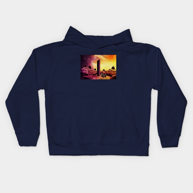 2001 A SPACE ODYSSEY - Admiring the Monolith Kids Hoodie by HalHefner